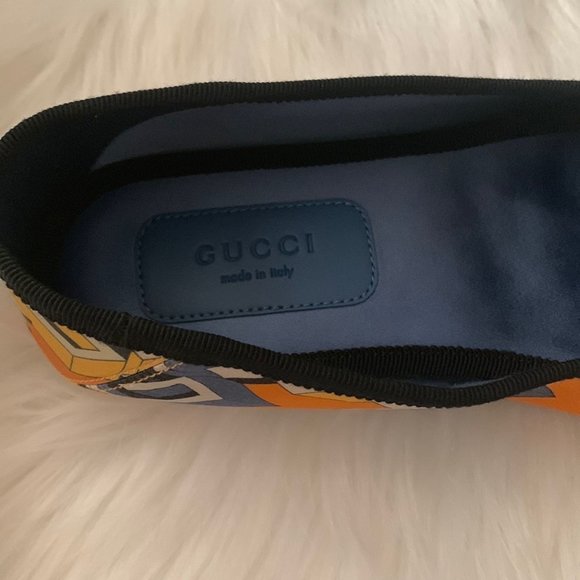 GUCCI Voyage Travel Sain Slippers in Orange/Navy Blue Size US8/EURO38 - Picture 6 of 8